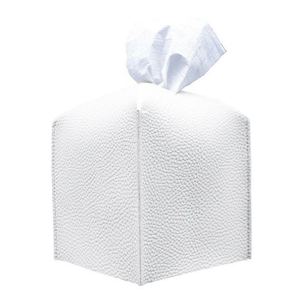 Caja de pañuelos cuadrada creativa para el hogar, Cube de cuero Pu de Color sólido, exquisito y moderno, almacenamiento para encimera de baño: WH