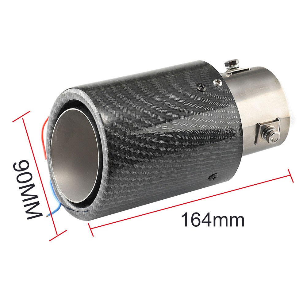Universal Car Carbon Fiber Exhaust Muffler Tip Tail Pipe with Red/Blue LED Light
