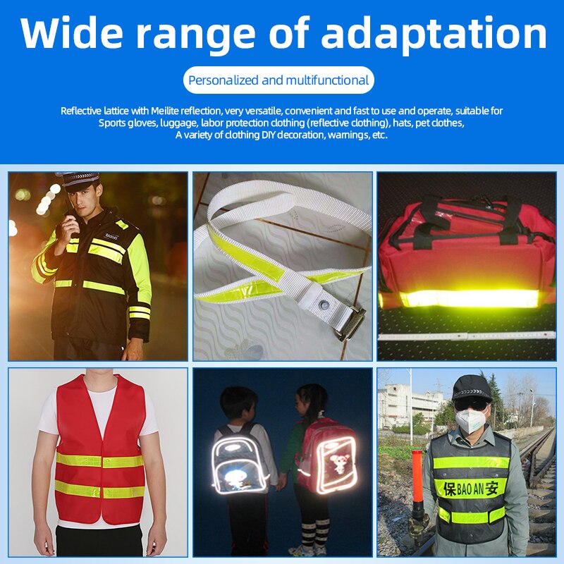 2.5cmX5m Reflective lattice band clothes safety warning sign sewing reflective strip reflective material for traffic use