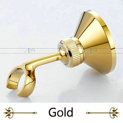 Amibronze Retro Antique Brass Bathroom Hand Held Shower Head Holder Bracket Bathroom Hardware Accessory Wall Mounted Hook: gold polish