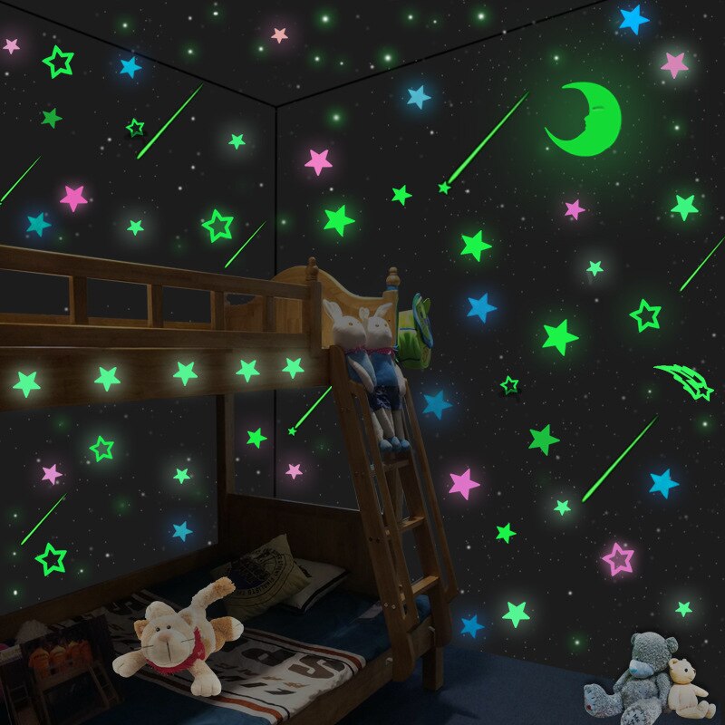 Stickers Glow in The Dark Luminous Moon Stars Wall Stickers Realistic Galaxy Glowing Stickers for Room Decoration