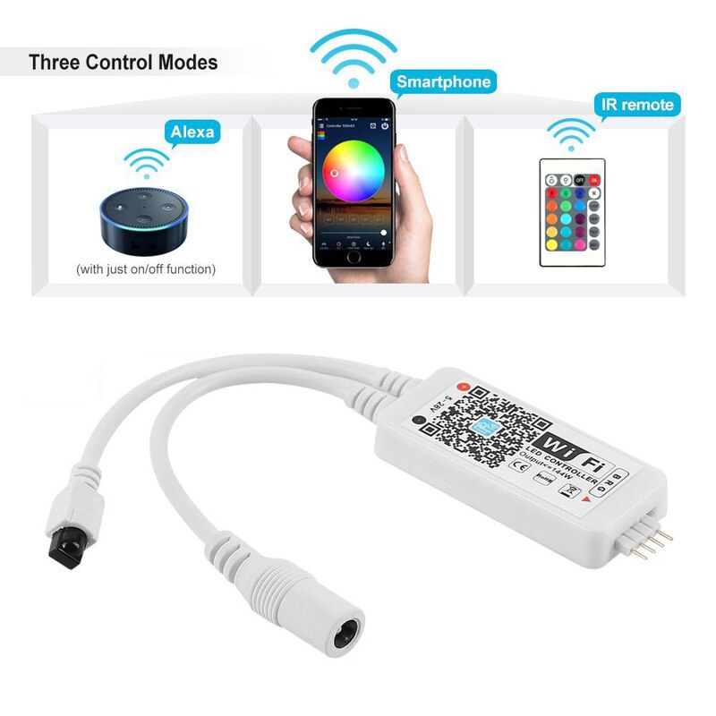 Luz RGB con controlador Led, 24 teclas, infrarrojos, Control remoto, Alexa, música, Wifi, controlador de luz, Wifi