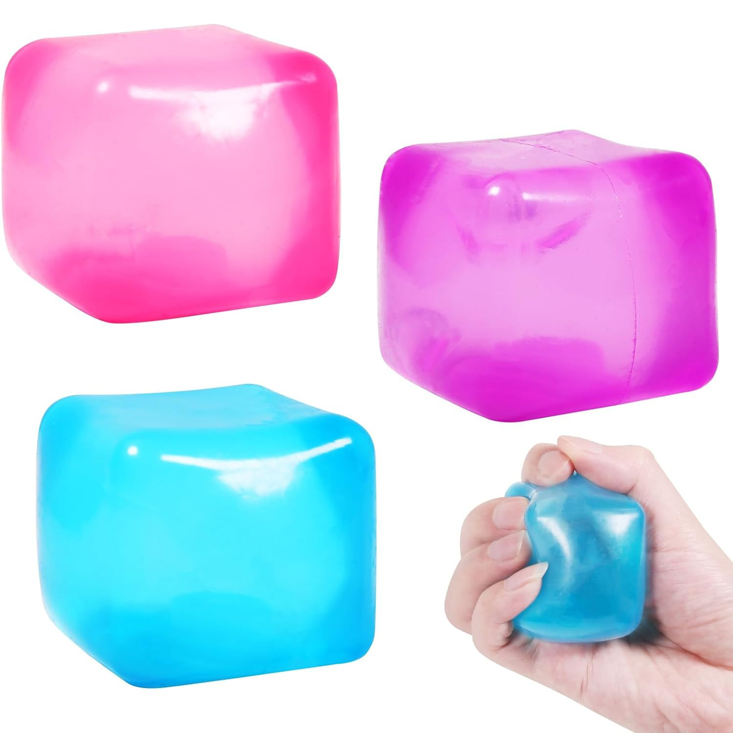 Ice Cube Shaped Fidget Toy Square Stress Relief Ball Squishy Squeeze Toys for Anxiety ADHD Stress Relief Sensory Toys for Adults: Burlywood