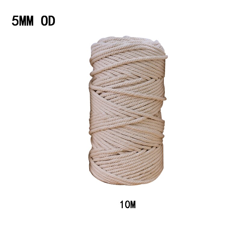 3mm 4mm 5mm 6mm Macrame Rope Twisted String Cotton Cord For Handmade Natural Beige Rope DIY Home Wedding Accessories: 5mmx10m