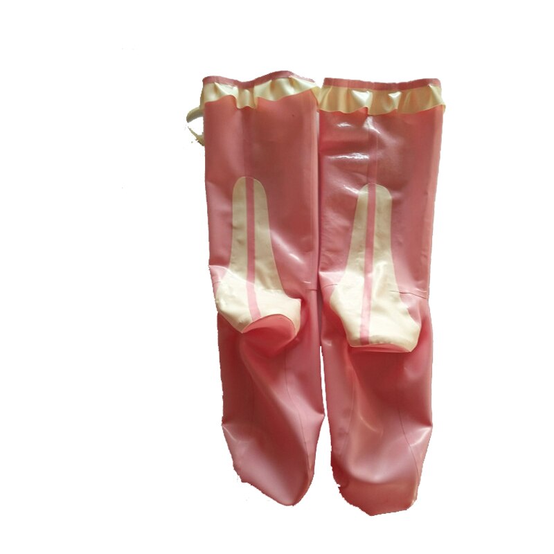 Neue Latex Gummi Frauen Nette Rosa und Weiße Socken 0,4mm Größe S-XXL