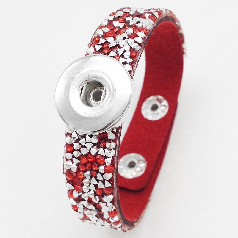 Koreaanse Fluwelen Kerst Crystal Drukknoop Armband GJ5733 (Fit 18Mm 20Mm Snaps) Bobosgirl
