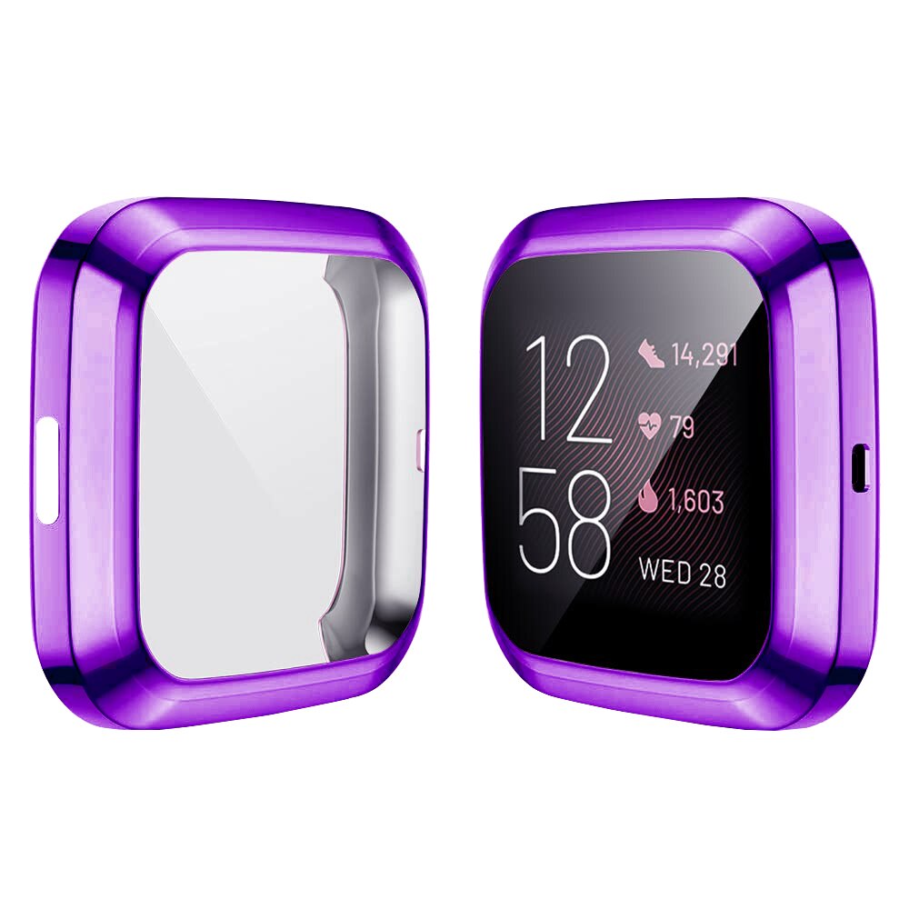 Protector de pantalla para Fitbit Versa1 Versa 2 versa lite todo-Alrededor Ultra delgado suave TPU funda para reloj Protector de parachoques: Púrpura / For Versa Lite
