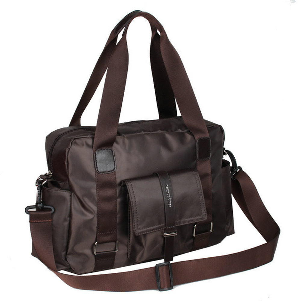 Sac épaule simple pour hommes, fourre-tout en nylon diagonale décontracté, fourre-tout court voyage B46-52: COFFEE