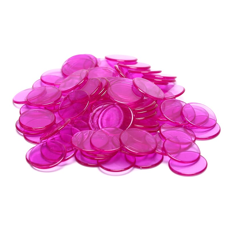 100 stk tæller plastik poker chips casino karneval bingo markører token sjov familie klub brætspil legetøj 8 farver: Rosenrød