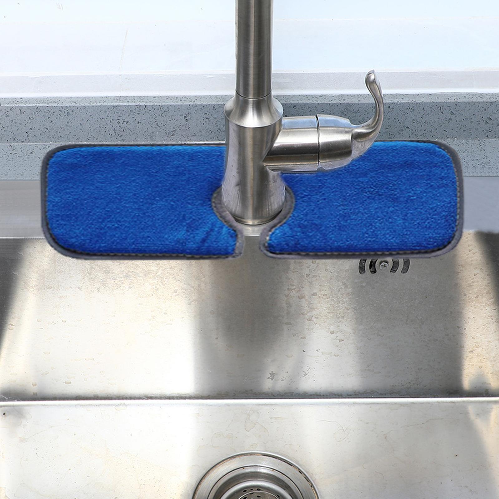 Kitchen Sink Splash Mat Thicken Fiber Wrap Around for Bar Restaurant Home: Dark Blue Small