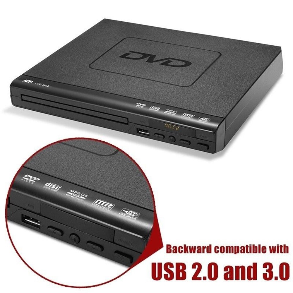 Lettore DVD Home Entertainment 110V 240V VCD MP3 Multimedia Mini per TV ingresso USB uscita AV sistema teatrale con telecomando