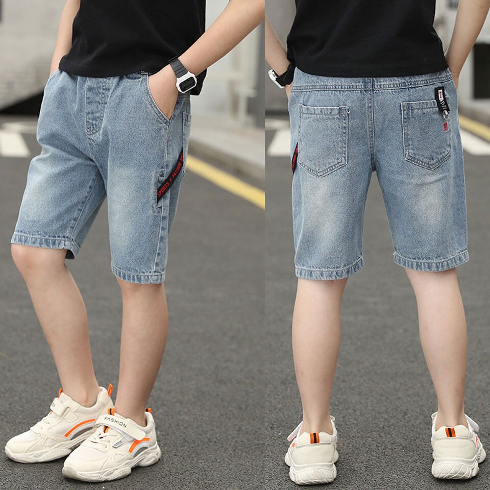 Summer Children Boy Straight Short Pants Cute Cotton Elastic Waist Kids Clothes Baby Boys Shorts For Age 4-13 Yrs