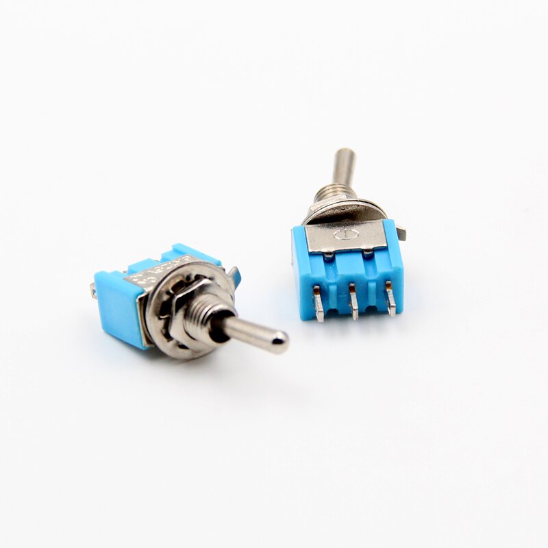 P55 Mini toggle switch ON Blue rocker switch 2 position 3 pins 2 way lever switch 6mm Long Flat handle 2A/250V 6A/125V