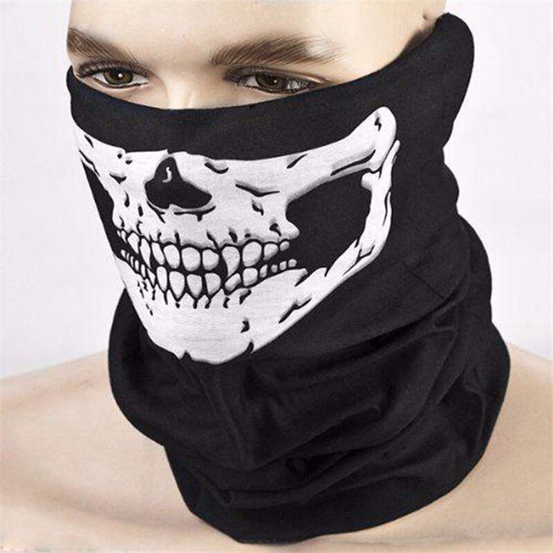 Masque facial crâne Halloween vélo Ski, squelette, extérieur moto vélo, multi-fonction, couvre-chef chapeau écharpe demi-masque