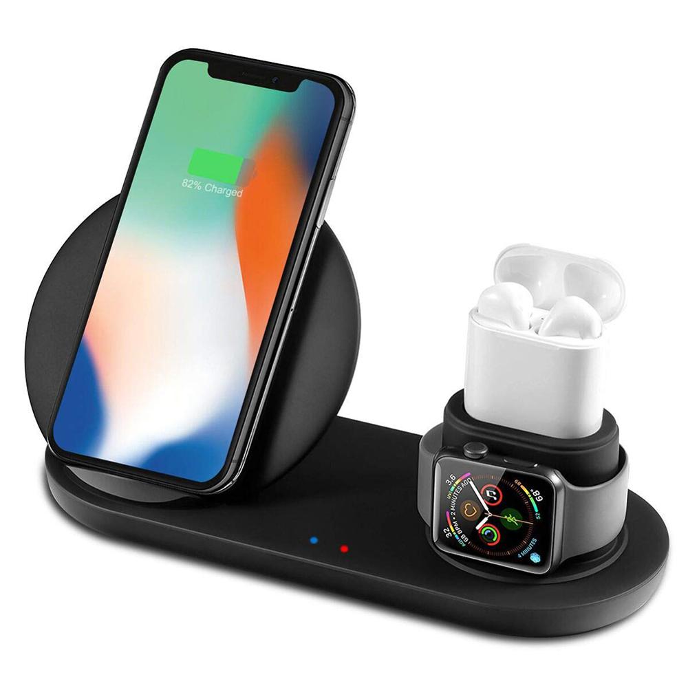 3 in-in -1 schnelllade-ständer mit ladeanzeige für iphone, apple watch und airpods, kompatibel mit smartwatches und mobilgeräten: Default Title
