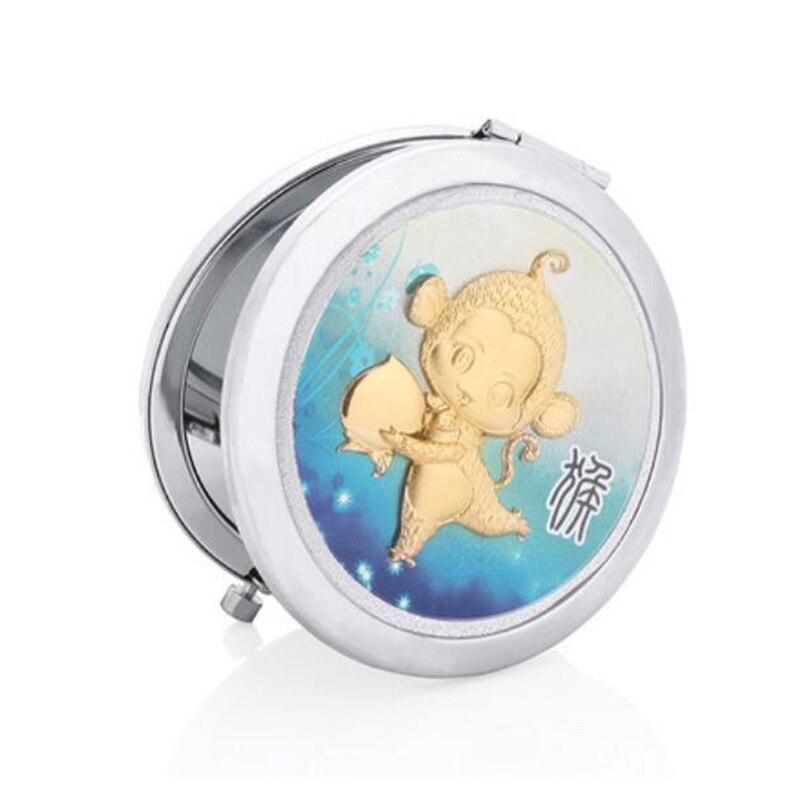 Asklove maquillage Miroir feuille d'or Miroir Portable pliant maquillage or Miroir envoyer amant petite amie cosmétiques miroirs: Monkey-Silver