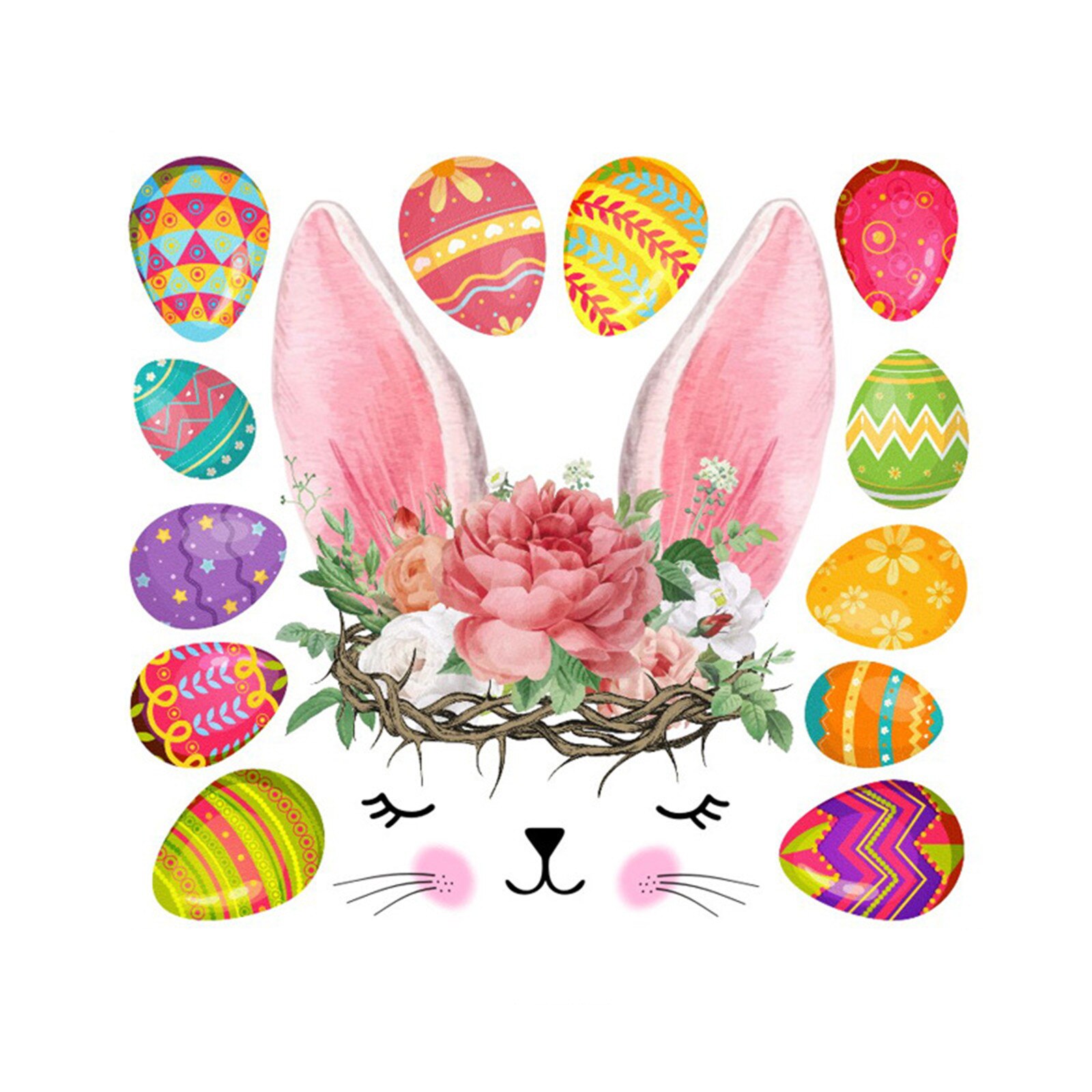 Easter Window Stickers Decals Carrot Egg Window Sticker for Wall Door Decor Easter Party Animal Sticker decorations Eggs Glass: B