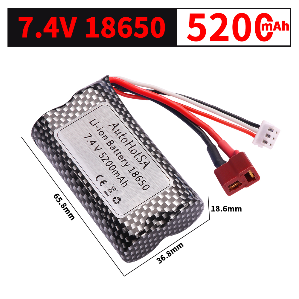 Batterie Li-ion 7.4V 5200mAh 18650 pour Wltoys 10428 /12428/12423 pièces de voiture RC 2s 7.4v batterie pour Wltoys 144001 A959-B A969-B Q46