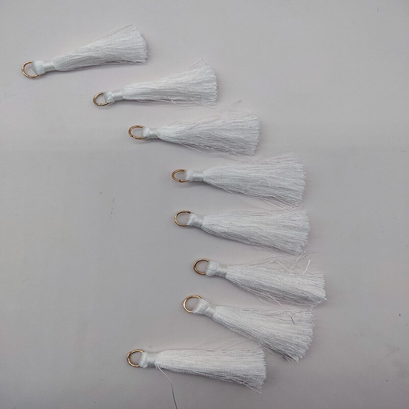 10 Pcs Silky Handmade Soft Craft Mini Tassels with Loops for Jewelry Making, DIY Projects, Bookmarks Accessories: White