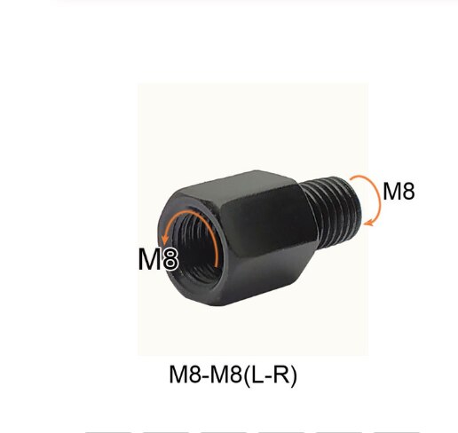 Motorcycle Scooter Black Mirror Adapter M10 M8 10MM 8MM Rearview Mirrors Adapters Right Left Hand Thread Conversion Bolt Screws: M8-M8(L-R)