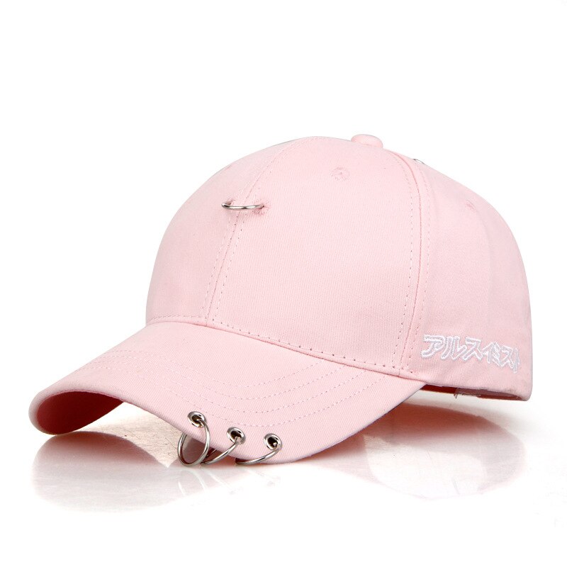 Koreaanse Vrouwen Baseball Cap Iron Ring Zon Hoeden Wit Roze Herfst Outdoor Zonnebrandcrème Paar Hoed Voor Mannen Snapback caps: pink