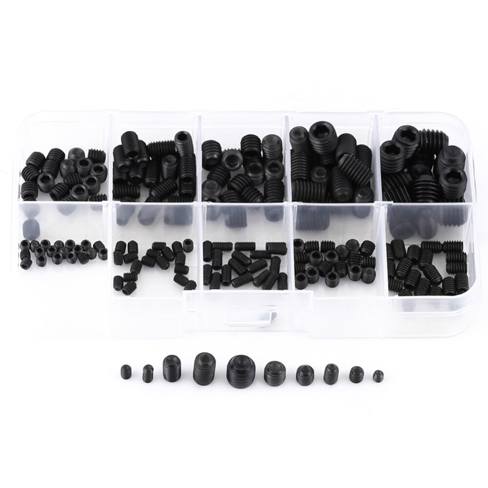 200Pcs Hex Socket Head Grub Set Screws Cup Point Round head Lock screw With Box Assortment Kit M3 M4 M5 M6 M8 tornillos