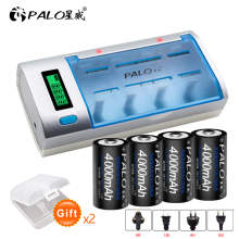 PALO R14 C pile C taille batterie rechargeable 1.2V 4000mAh NI-MH + intelligent de charge rapide chargeur LCD pour AA AAA C D 9V