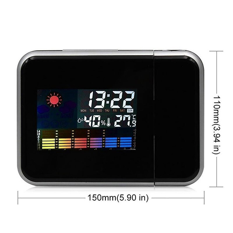 Digital Projection Alarm Clock Weather Station with Temperature Thermometer Hygrometer/Bedside Wake Up Projector Clock