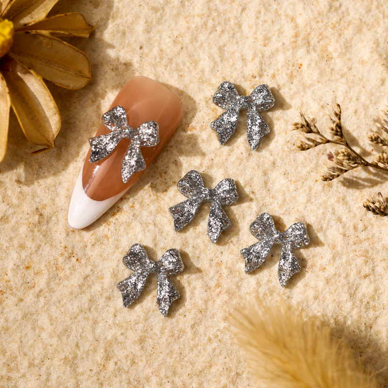 50 Uds. De lazos largos de resina rosa para decoración de uñas, lazos para uñas de hadas esmerilados 3D Kawaii, piezas de decoración, accesorios para uñas de japonés DIY: Azul cielo