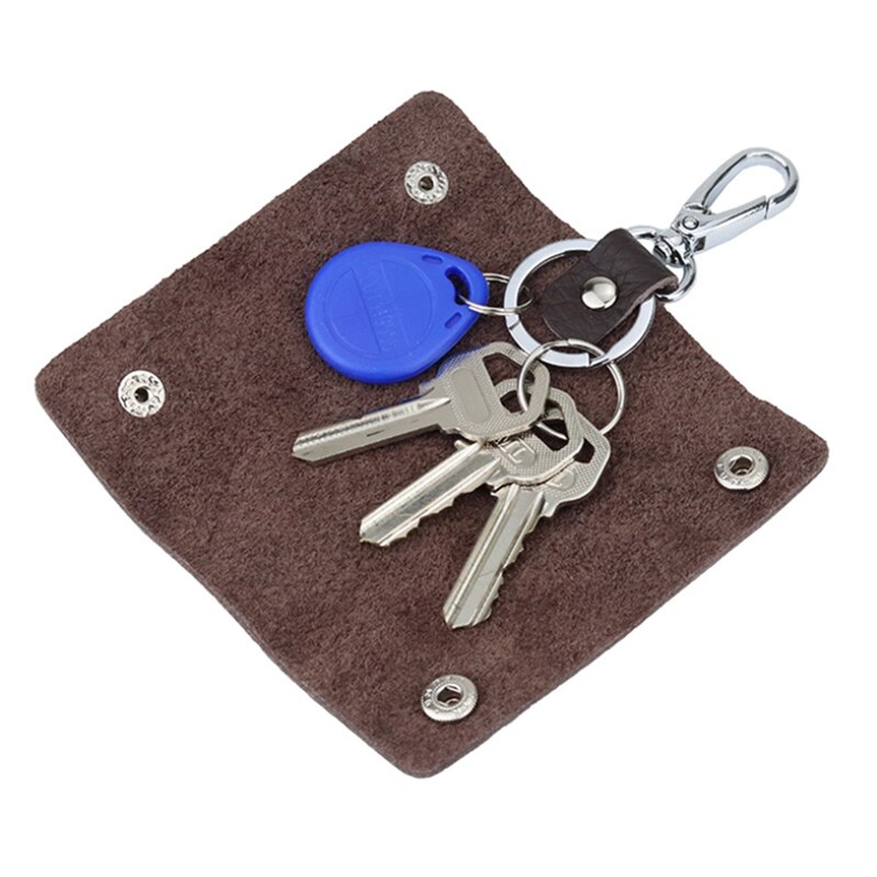 1 Pc Lederen Huishoudster Houders Auto Sleutelhanger Key Holder Bag Case Unisex Wallet Cover Eenvoudige Effen Kleur Opbergtas