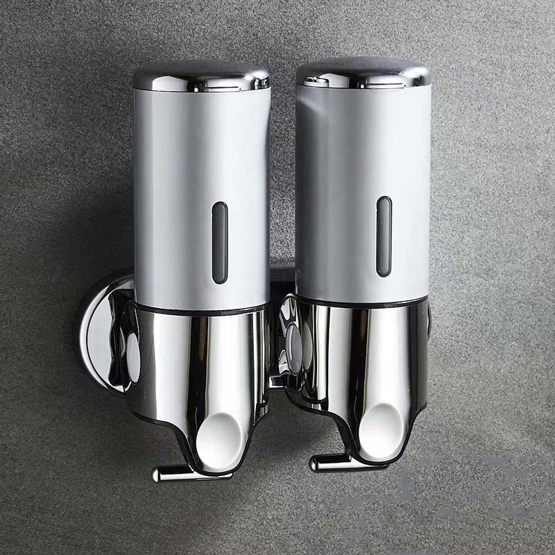 Badkamer Zeepdispenser Enkele/dubbele/drievoudige Wall Mount Zeep Shampoo Gel Douche Vloeistofcontainer voor Badkamer Accessoires: Light Grey