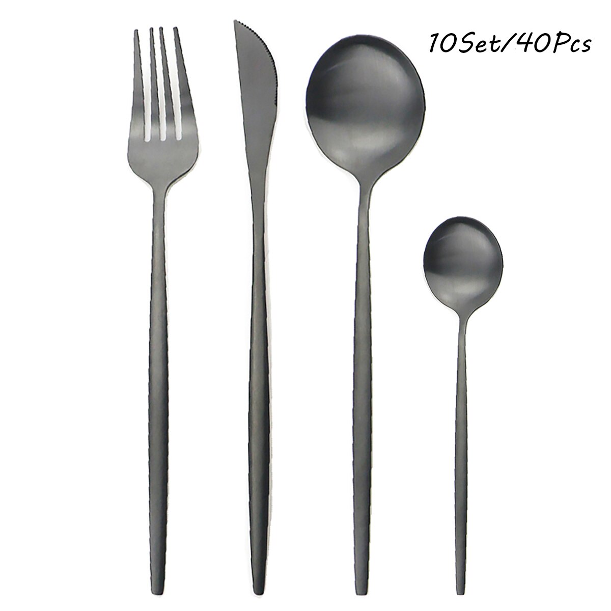 Western 40Pcs Black Matte Cutlery Set 304 Stainless Steel Dinnerware Set Knife Fork Spoon Flatware Kitchen Silverware: 40pcs Black