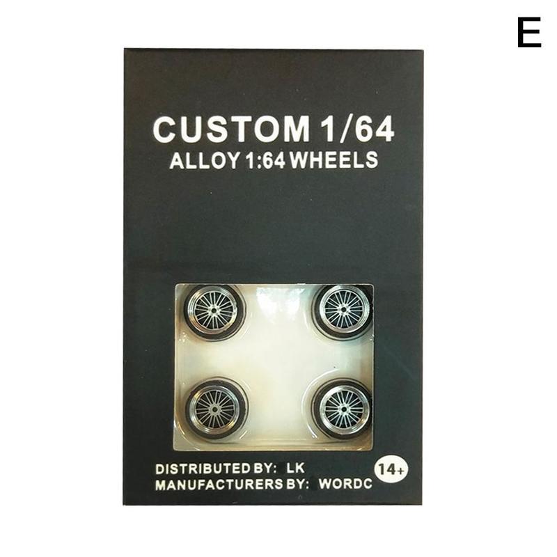 1/64 Schaal Legering Wielen Model Universele Modificatie Band Diecasts Alloy Wheel Tire Rubber Banden Speelgoed Accessoires Wielen: E