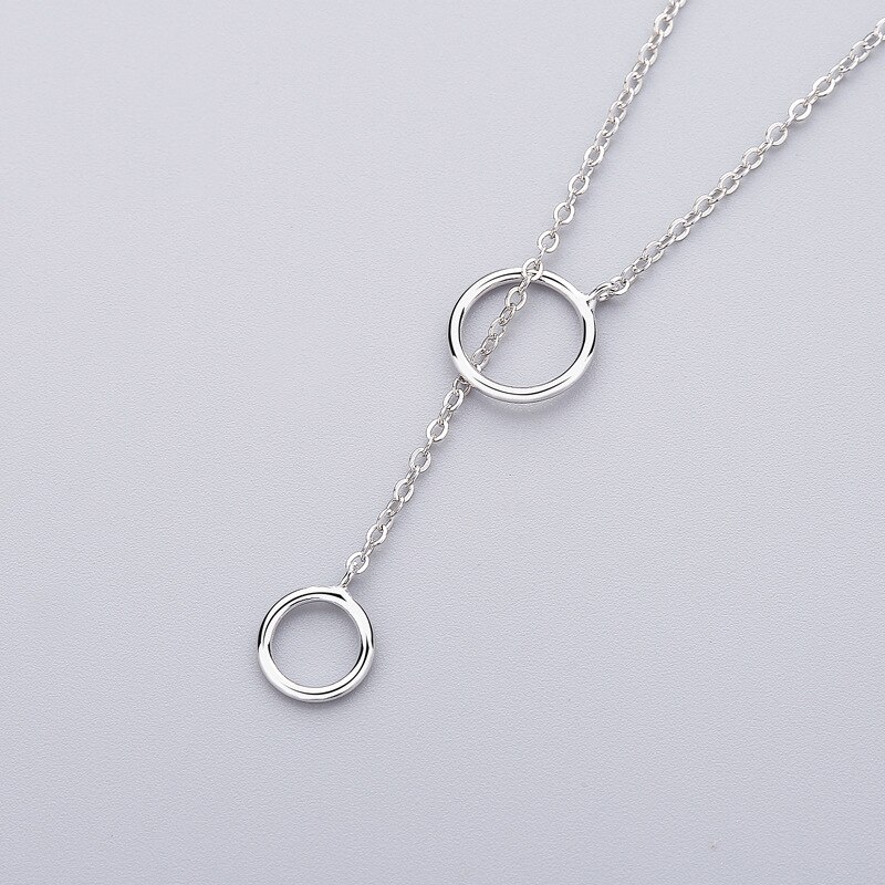 INZATT OL Echt 925 Sterling Silber Runde Anhänger Halskette minimalistisch Feine Schmuck zur Seite fahren Kette Für Frauen