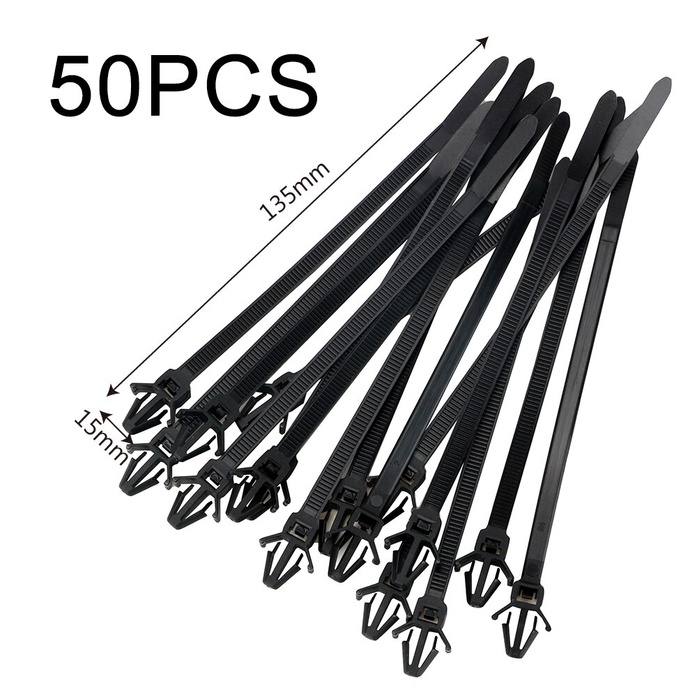 Wire Harness Fastener Cable Ties Management Cable Clamp Clips Car Wire Organizers For Car Corrugated Pipe Car-styling: 50PCS