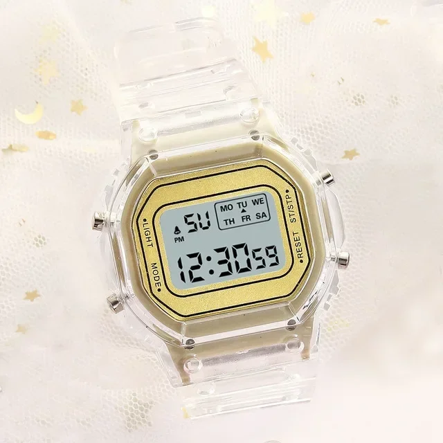 Kinder elektronische uhren farbe leucht zifferblatt leben wasserdicht multi-funktion luminous alarm uhren uhr für jungen und mädchen: style3 -golden
