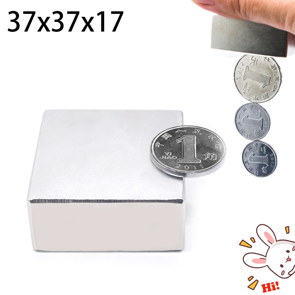 Neodymmagnet  n52 1 stk blokmagnet 37 x 37 x 17 mm or 40*40*20 mm stærke sjældne jordarters magneter  or 40 x 40 x 10 med hul