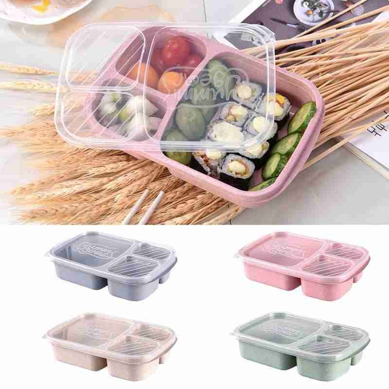 Portable Food Grade Wheat Straw Meal Box Microwave Food Foodbox Container Dinnerware Storage Q9E5