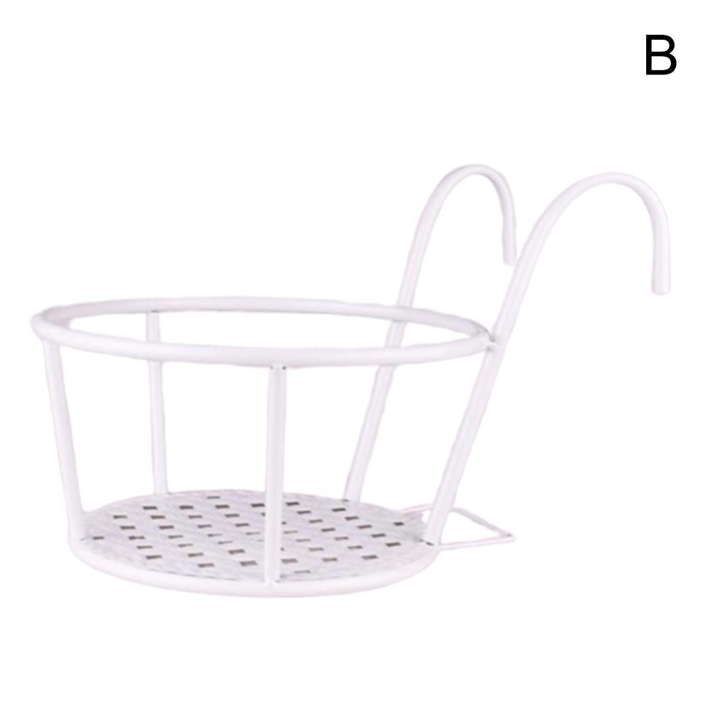 European style wrought iron railing flower pot stand hanging window green planting pot stand balcony plant stand: White