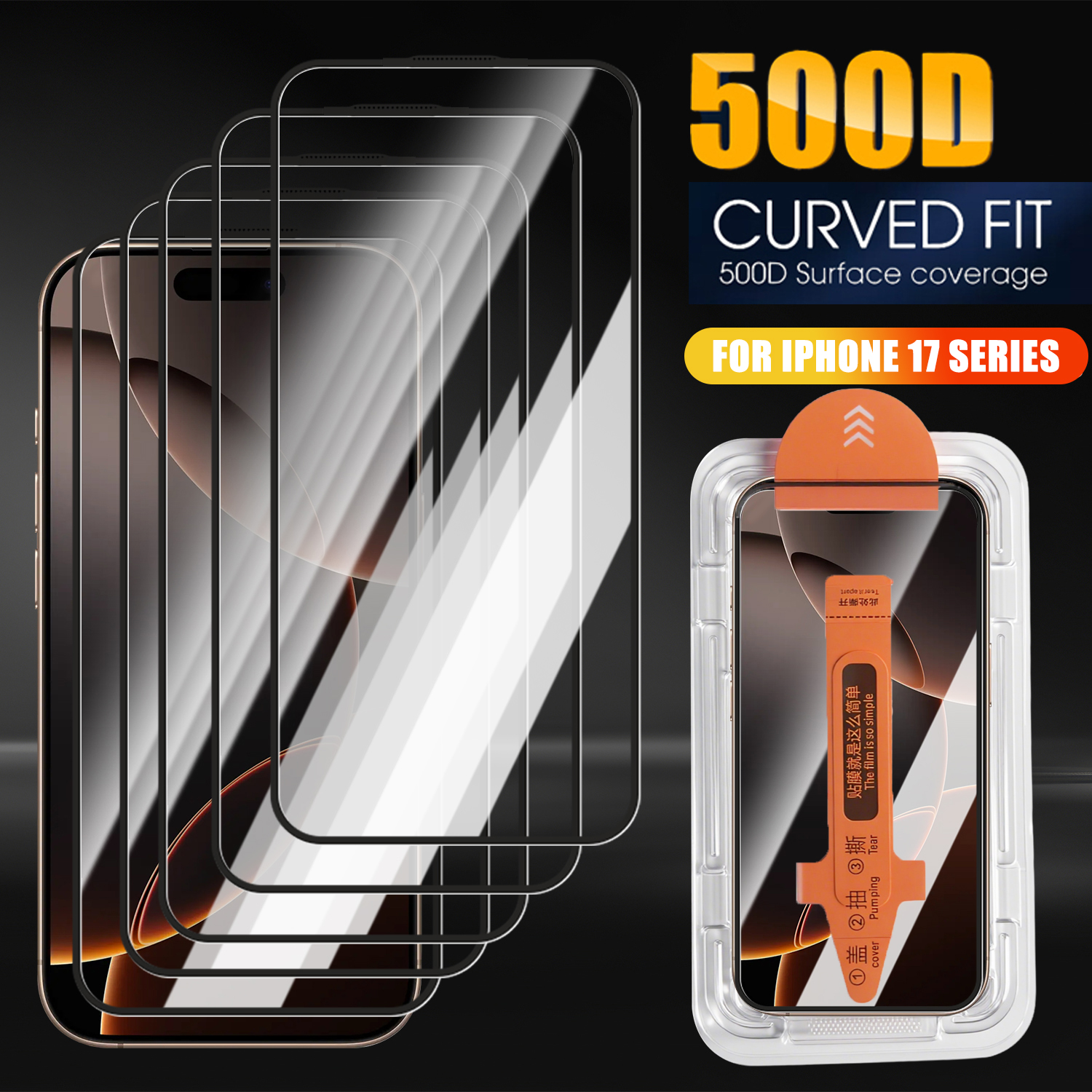 Ochraniacz ekranu robić iPhone'a 17 zawodowiec Max powietrze Łatwa instalacja Szkło hartowane Folia ochronna przeciw zarysowaniom robić iPhone'a 17zawodowiec Max