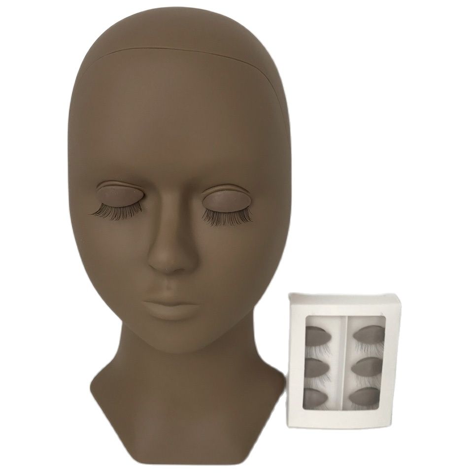 Mannequin Hoofd Vervanging Oogleden Siliconen Praktijk Valse Wimper Extensions Make Model Massage Training Sets 3 Kleuren: Brown head 3pair eye