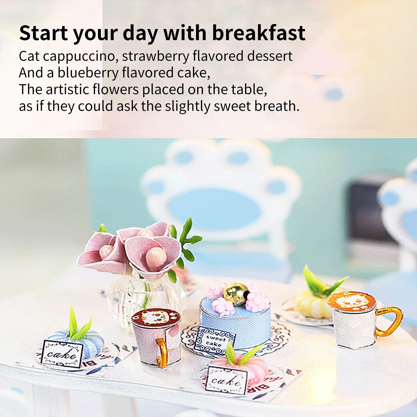 Zestaw miniatur meble robić domku dla lalek akcesoria zabawki DIY domek dla lalek drewniane domy dla lalek dom dla lalek zestaw z muzyką zabawki z lampkami doprowadziło