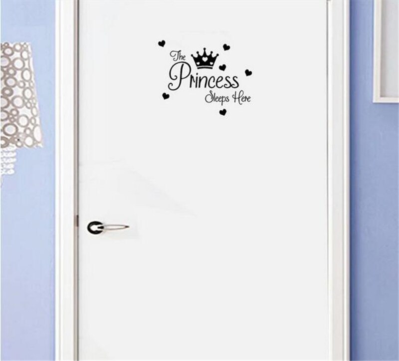 PRINSES Slaapt HIER Baby Meisjes Kamer muurstickers voor kinderen kamers Deur Sticker Home Decor Muurtattoo