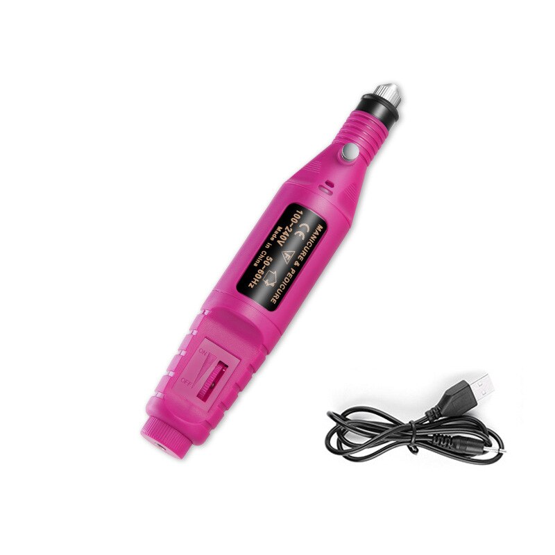 Electric Nail Drill Machine sander nail electric Manicure machine USB Charging nail drill Machine Nail File Equipment Tools: USB rose red