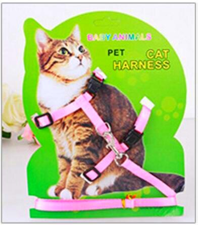 Conjunto de arnés y correa de nailon para gatos productos para mascotas para animales correa de arnés de tracción ajustable para perros gato gatito cuello Halter para gato: 04
