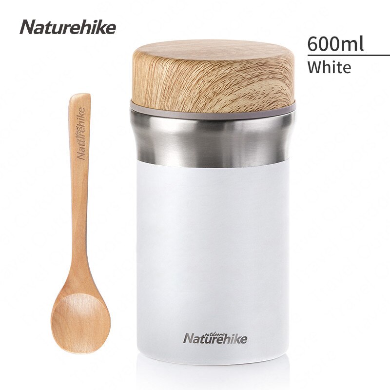 Naturehike Campeggio di Cottura Tazza auto Portatile Bollente Tazza di 600ml di Mantenere Il Calore/Freddo in Acciaio Inox Leakageproof Da Viaggio Pentolame E Utensili per Cucinare: bianca-600ml