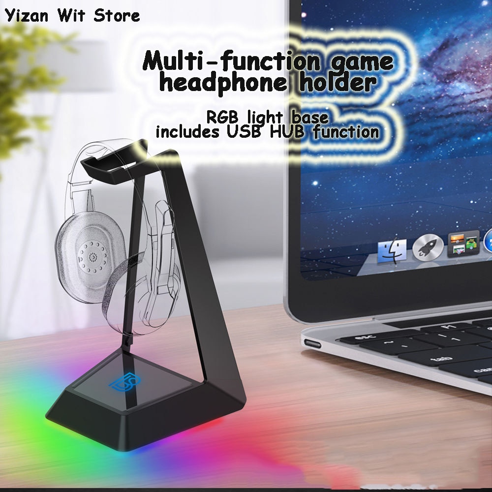 headset stativ hodetelefonholder rgb lysbase inkluderer usb -hub -funksjon multi -søle trådløs frakt bestselger