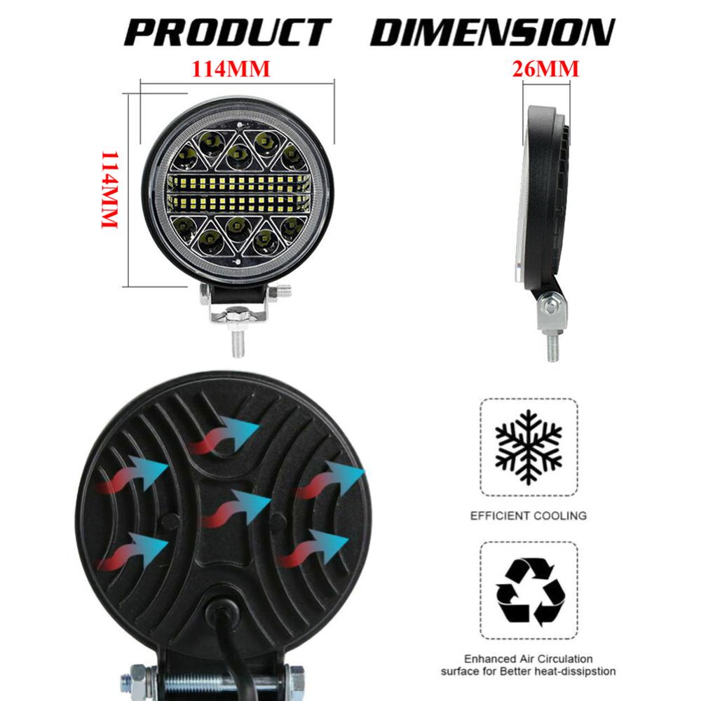 2Pcs Round LED Work Lights Off Road Spotlight 102W 12V/24V 13600LM LED Car Light Bright Beam For SUV ATV Truck Motorcycle Light