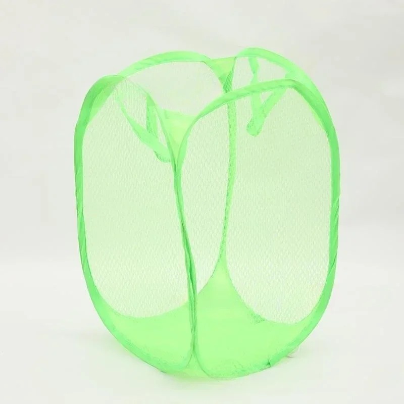 Opvouwbare vuile was Sorteermand Wasframe Badkamer Doek Mesh Opbergtas Frame Emmer Wasorganisatoren Opbergtas: green