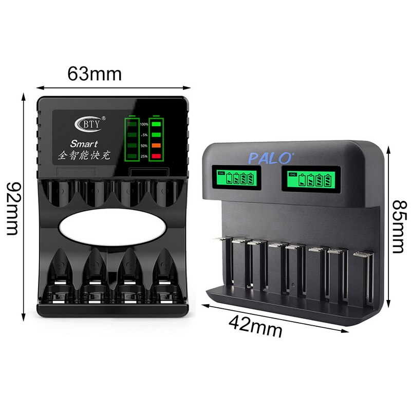 8 Slots Lcd Display Usb Smart Battery Charger For Aa Aaa Sc C D Size Rechargeable Battery 1.2V Ni-Mh Ni-Cd Quick Charger